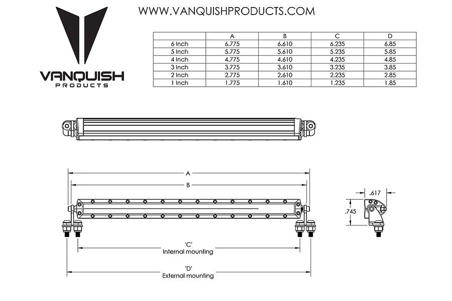 Vanquish Black Aluminium Rigid Industries 2&amp;quot; Inch LED Light Bar image 21135