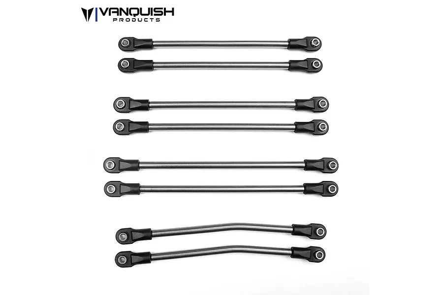 Vanquish 1/4&amp;quot; Stainless Steel Currie/SCX10 12.3&amp;quot; Wheelbase Linkage Upgrade Set 10Pcs image 21614