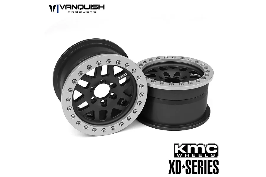 Vanquish Black Aluminium 1.9&amp;quot; KMC XD229 Rims 2Pcs w/ Black Beadlock Rings image 21664