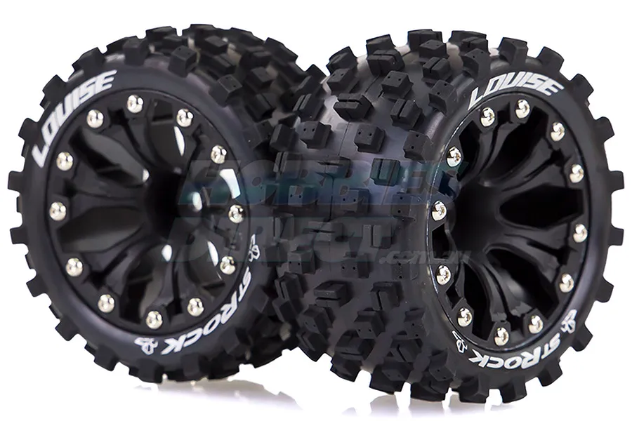Louise 2.8&amp;quot; ST-Rock Tyres on Black Spoke Rims - Glued Truck Wheels w/ Foam 2Pcs image 21668