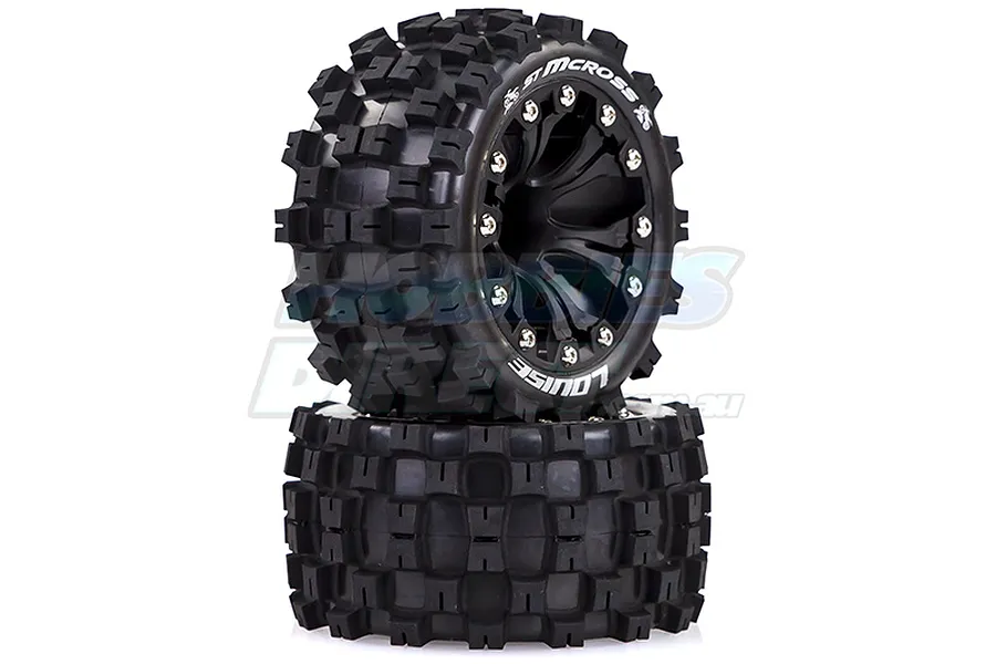 Louise 2.8&amp;quot; ST-Mcross Tyres on Black Spoke Rims - Glued Truck Wheels w/ Foam 2Pcs image 2