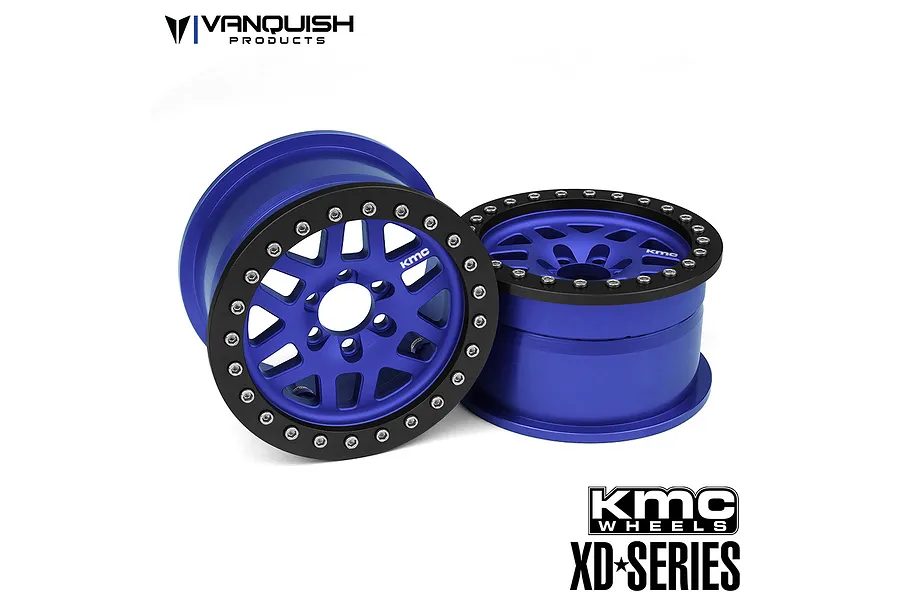 Vanquish Blue Aluminium 1.9&amp;quot; KMC XD229 Rims 2Pcs w/ Black Beadlock Rings image 21675