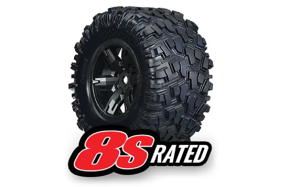 Traxxas 4.0/5.5&amp;quot; 8S X-Maxx AT Tyres on X-Maxx Black Rims - Glued Wheels 2Pcs image 21805
