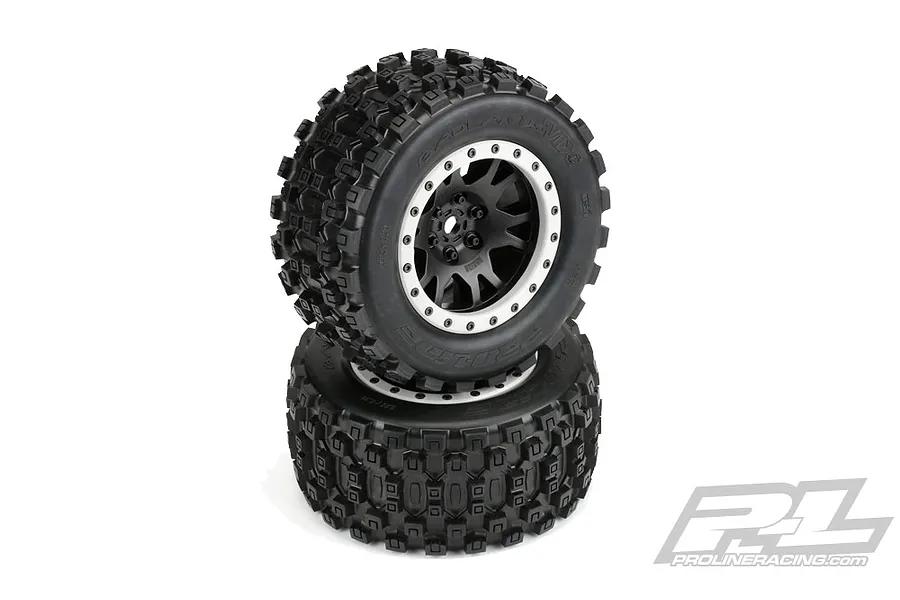 Pro-Line 4.0/5.5&amp;quot; X-Maxx MX43 Pro-Loc Tyres on Impulse Pro-Loc Black Bealock Rims 2Pcs image 22000