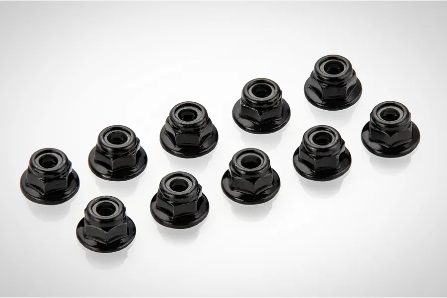 HSP 4mm Black Steel Flanged Serrated Nyloc Wheel Nuts 10Pcs image 22148