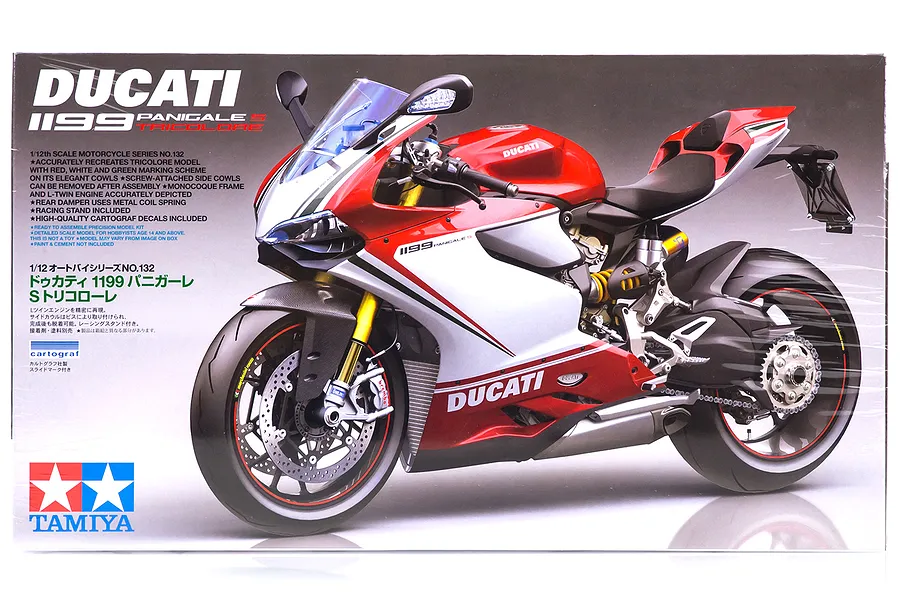 Tamiya 1/12 Ducati 1199 Panigale S Tricolore Motorcycle Scaled Plastic Model Kit image 22255