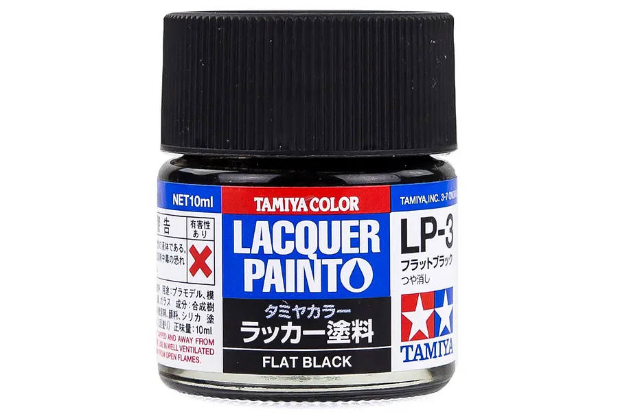 Tamiya LP-3 Flat Black Lacquer Paint 10ml image 22265