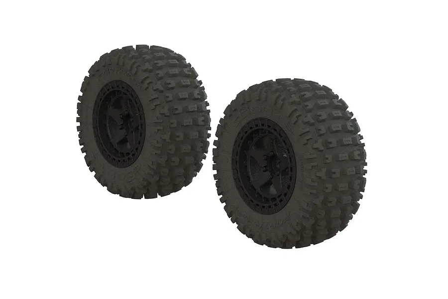 ARRMA 2.2/3.0&amp;quot; SENTON 4X4 dBoots FORTRESS SC Tyres on Black Rims - Glued Wheels 2Pcs image 22333