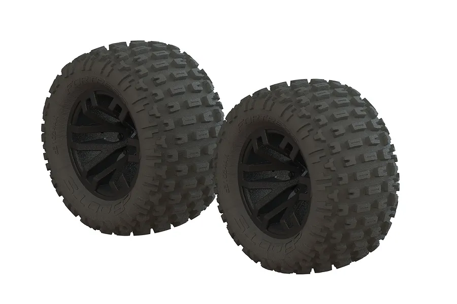 ARRMA 2.8&amp;quot; GRANITE dBoots FORTRESS MT Tyres on Black Rims - Glued Wheels 2Pcs image 22343