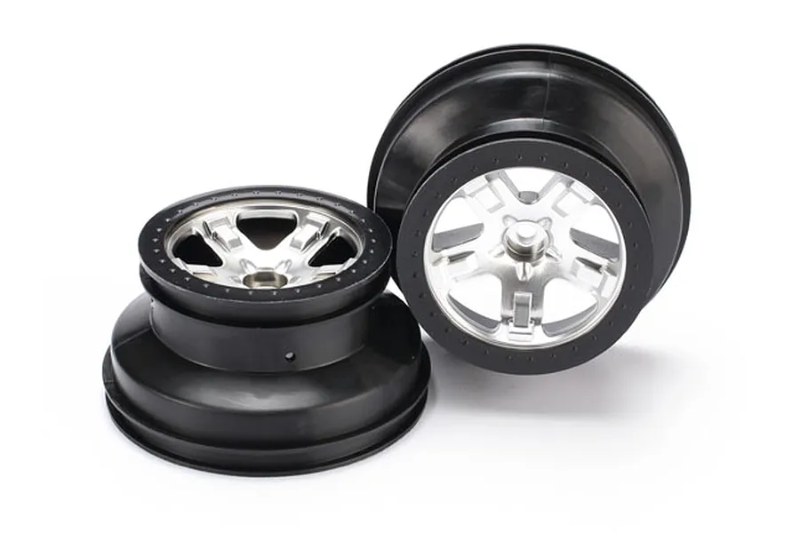 Traxxas 2.2/3.0&amp;quot; Satin Chrome/Black Rims 2Pcs image 22464