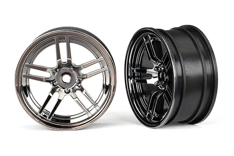 Traxxas 1.9&amp;quot; Split-Spoke Black Chrome Rims 2Pcs image 22467