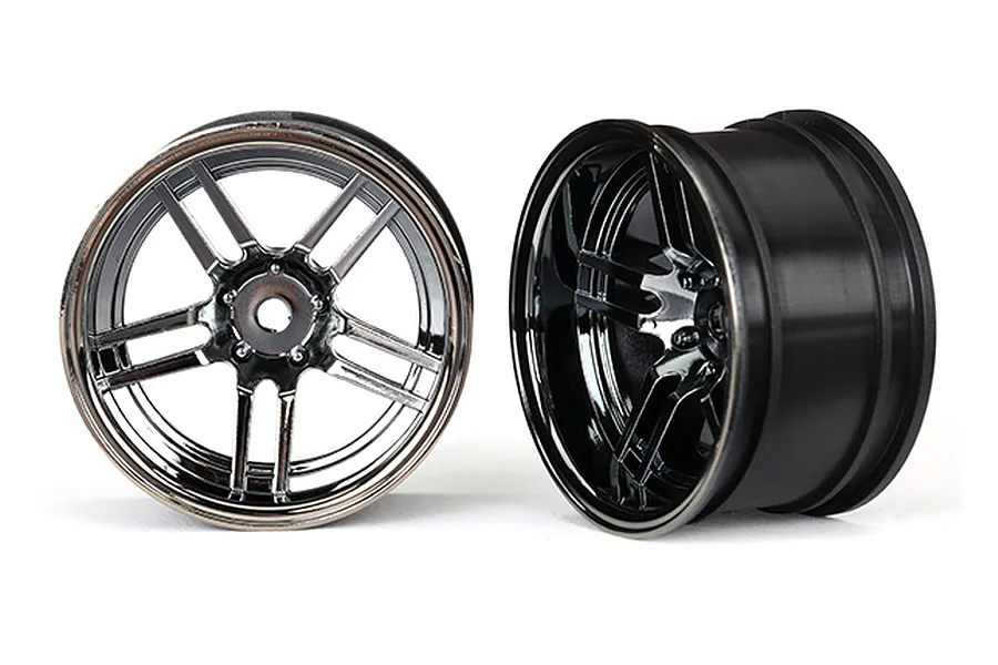 Traxxas 1.9&amp;quot; Split-Spoke Black Chrome Rims 2Pcs image 22468