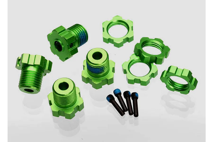 Traxxas Green Aluminium 17mm Splined Wheel Hex Adapters w/ Wheel Nuts image 22503
