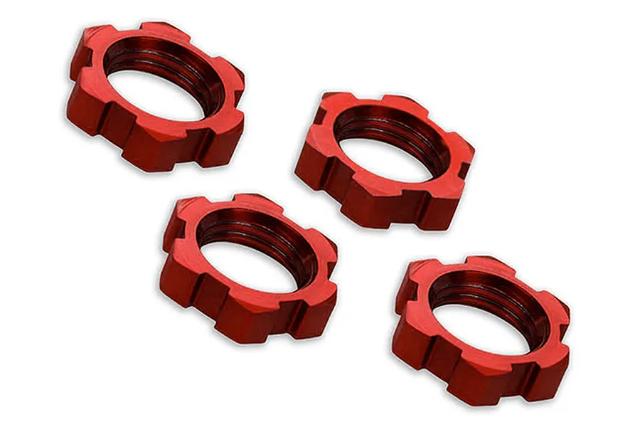Traxxas Red Aluminium 17mm Splined Serrated Wheel Nuts 4Pcs image 22506