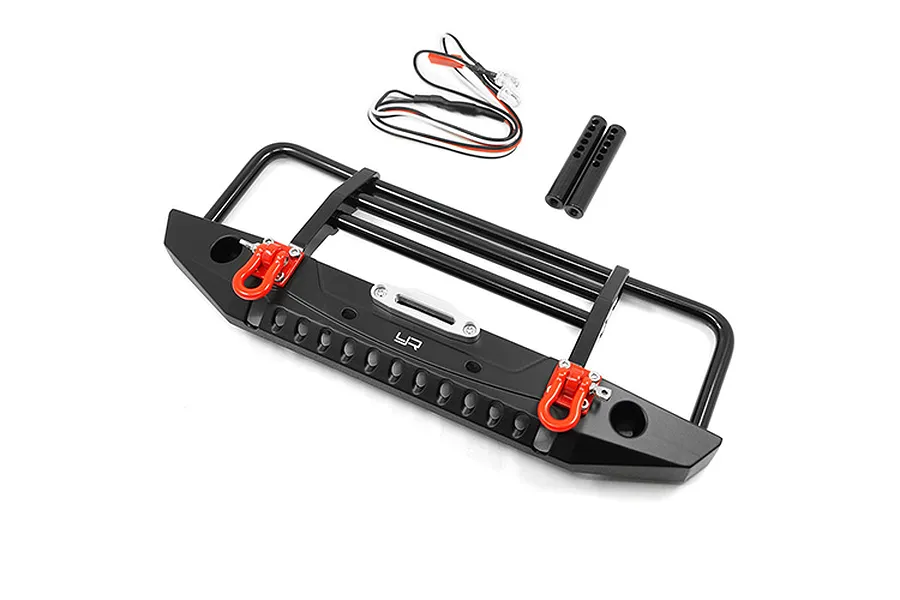 Yeah Racing Black Aluminium TRX-4 &amp;amp; SCX10 II Front Bumper w/ LED Lights image 23002
