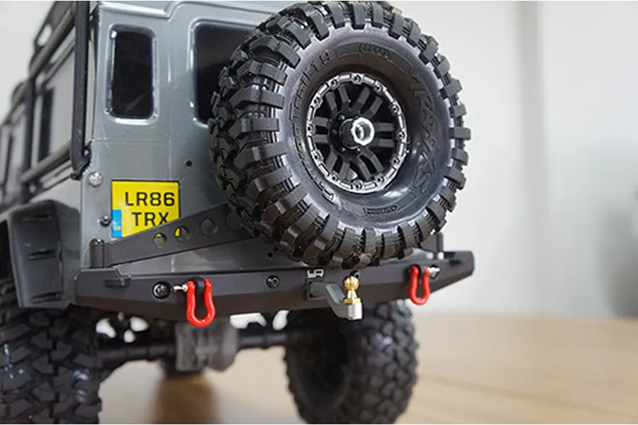 Yeah Racing Black Aluminium TRX-4 &amp;amp; SCX10 II Rear Bumper w/ Spare Tyre Mount, Drop Hitch &amp;amp; LED Lights image 23010
