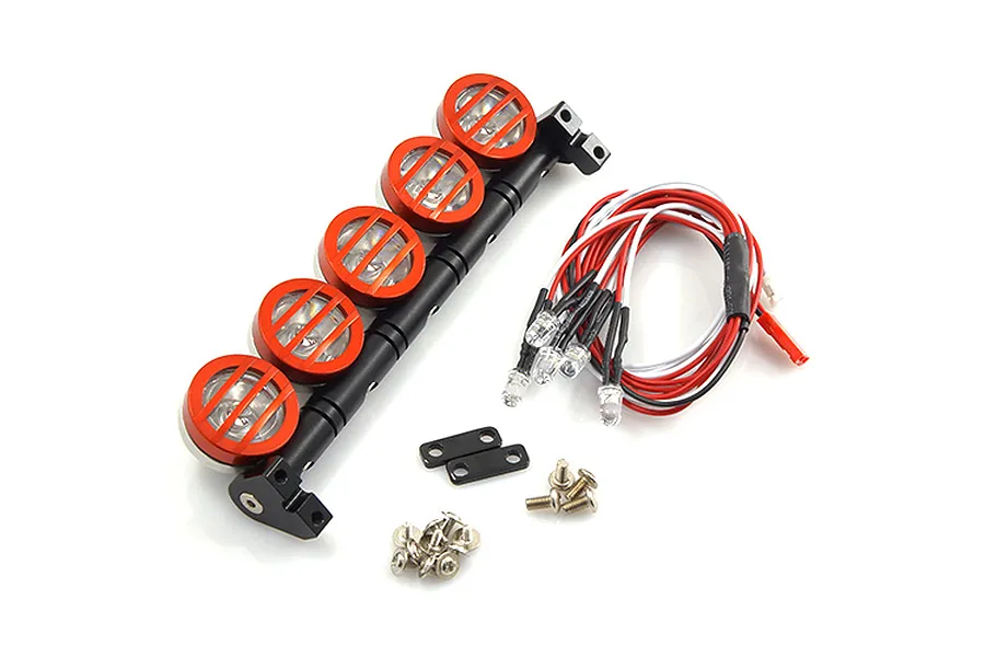 Yeah Racing Black &amp;amp; Red Aluminium 125mm Roof 5 White LED Lights image 23046