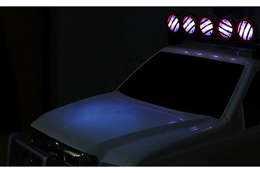 Yeah Racing Black &amp;amp; Red Aluminium 125mm Roof 5 White LED Lights image 23049