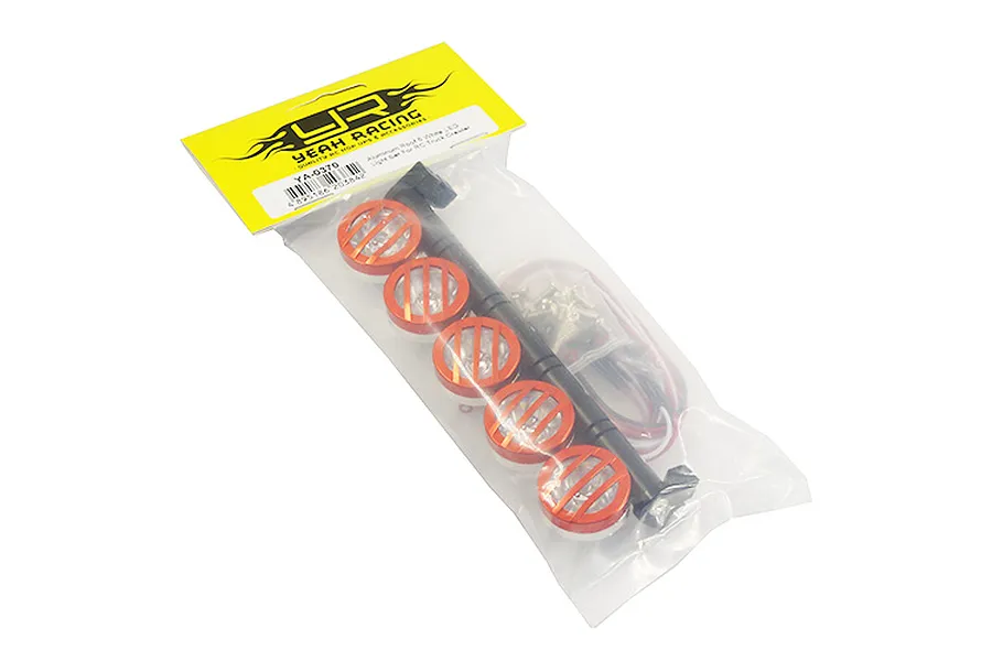 Yeah Racing Black &amp;amp; Red Aluminium 125mm Roof 5 White LED Lights image 23051