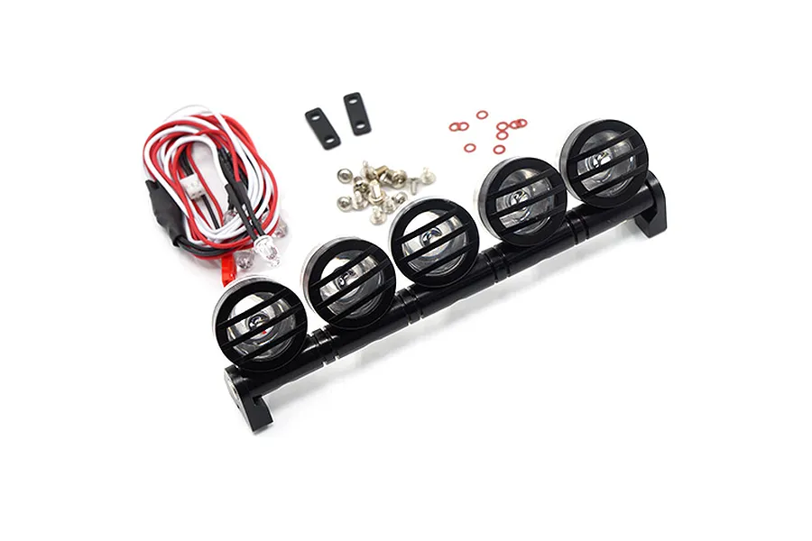 Yeah Racing Black Aluminium 125mm Roof 5 White LED Lights image 23052