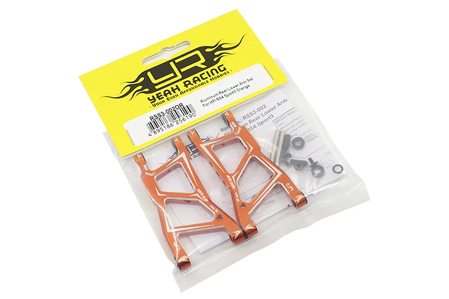 Yeah Racing HPI RS4 Sport 3 Orange Aluminium Rear Lower Suspension Arms 2Pc image 23108