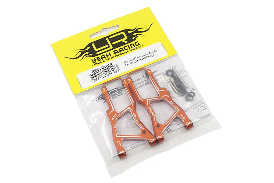 Yeah Racing HPI RS4 Sport 3 Orange Aluminium Front Lower Suspension Arms 2Pc image 23112