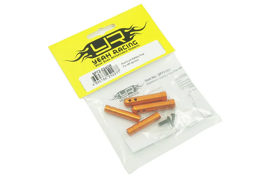 Yeah Racing HPI Sprint 2 Orange Aluminium Battery Post Set image 23137