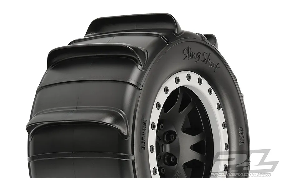 Pro-Line 4.0/5.5&amp;quot; X-Maxx Sling Shot Sand Paddle Tyres on Impulse Pro-Loc Black Bealock Rims - Glued Wheels 2Pcs image 23441