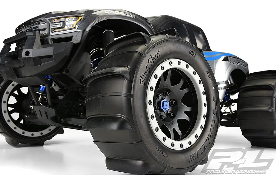 Pro-Line 4.0/5.5&amp;quot; X-Maxx Sling Shot Sand Paddle Tyres on Impulse Pro-Loc Black Bealock Rims - Glued Wheels 2Pcs image 23445