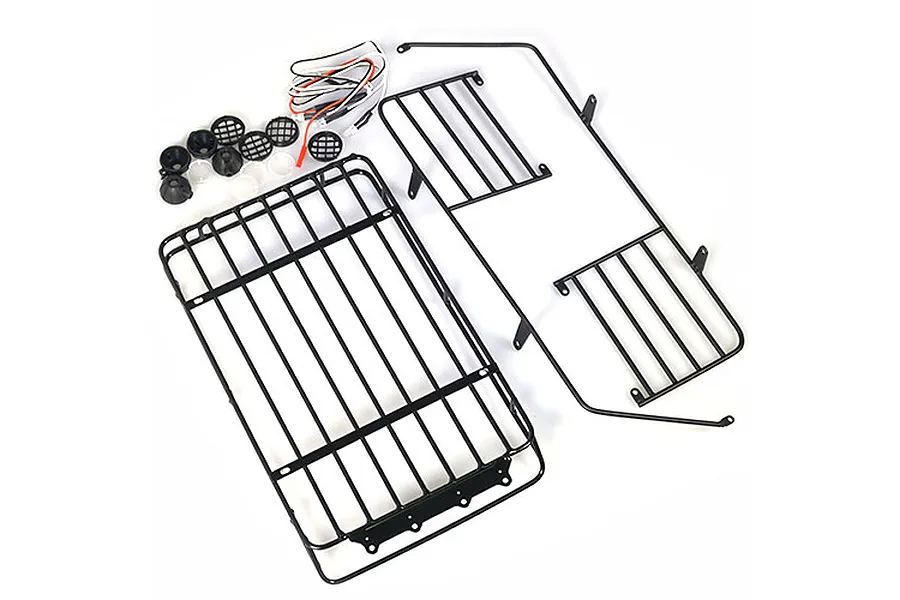 Yeah Racing 1/10 SCX10 II Jeep Wrangler Black Metal Roof Rack w/ LED Lights image 23489