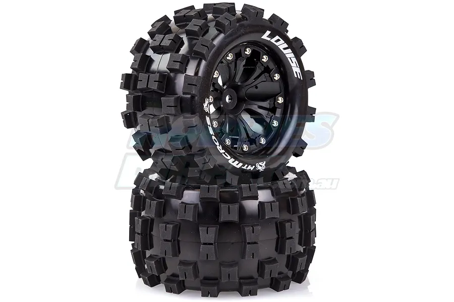 Louise 2.8&amp;quot; MT-Mcross Tyres on Black Spoke Rims - Glued Truck Wheels w/ Foam 2Pcs image 23796