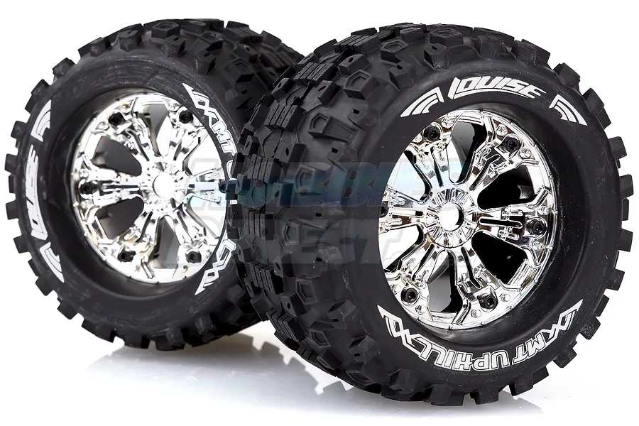 Louise 3.8&amp;quot; MT-Uphill Tyres on Chrome Rims - Glued Wheels 2Pcs image 2