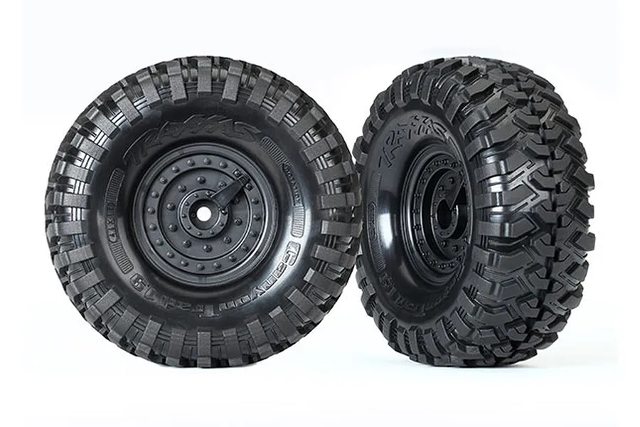 Traxxas 1.9&amp;quot; Canyon Trail Tyres on Tactical Black Rims - Glued Wheels 2Pcs image 23911