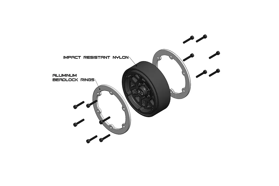 Vanquish Black 1.9&amp;quot; KMC XD229 Rims 2Pcs w/ Black Aluminium Beadlock Rings image 23927