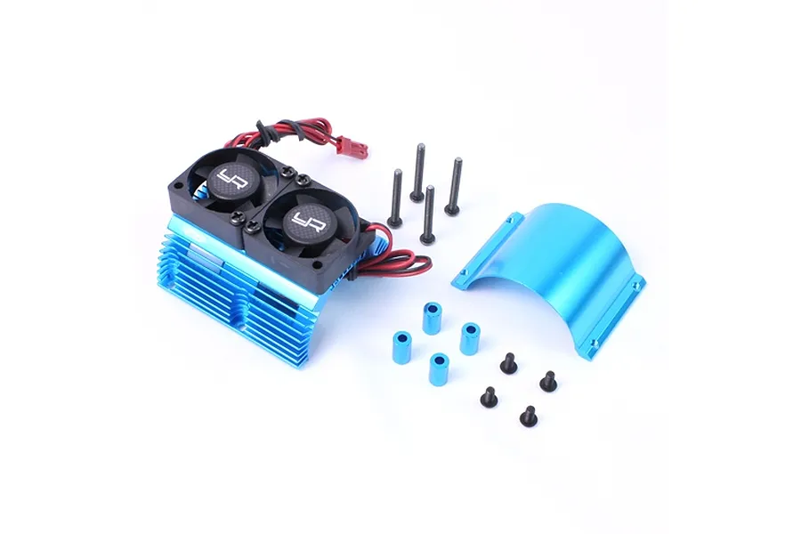 Yeah Racing Blue Aluminium 40.8mm Heat Sink w/ Twin Tornado High Speed Cooling Fans image 23991