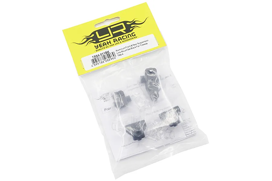 Yeah Racing TRX-4 Black Aluminium Front &amp;amp; Rear Suspension Link Axle Mount Set image 24016