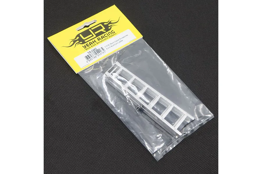 A silver aluminium scale ladder accessory by Yeah Racing in its original plastic packaging with a yellow header card.