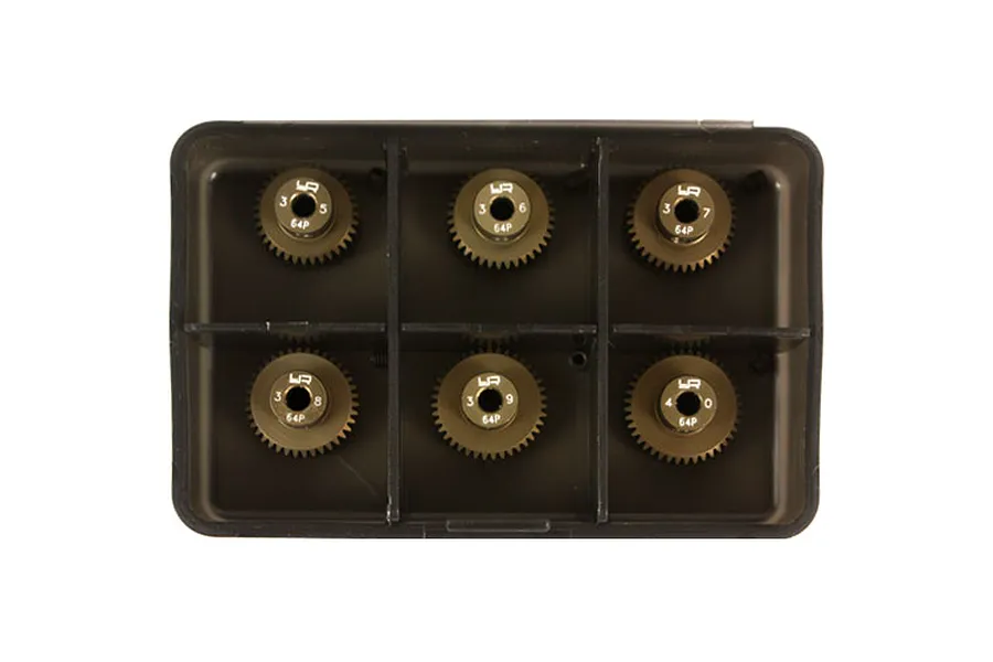 Yeah Racing Hard Coated Aluminium 35T, 36T, 37T, 38T, 39T, 40T 64dp Pinion Gear Set 6Pcs image 24139