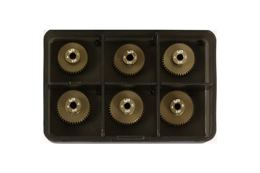 Yeah Racing Hard Coated Aluminium 41T, 42T, 43T, 44T, 45T, 46T 64dp Pinion Gear Set 6Pcs image 24142