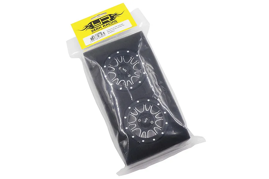 Yeah Racing Black Aluminium 2.2&amp;quot; 12 Spoke Beadlock Rims 2Pcs w/ Black 12mm Hex Hub image 24198