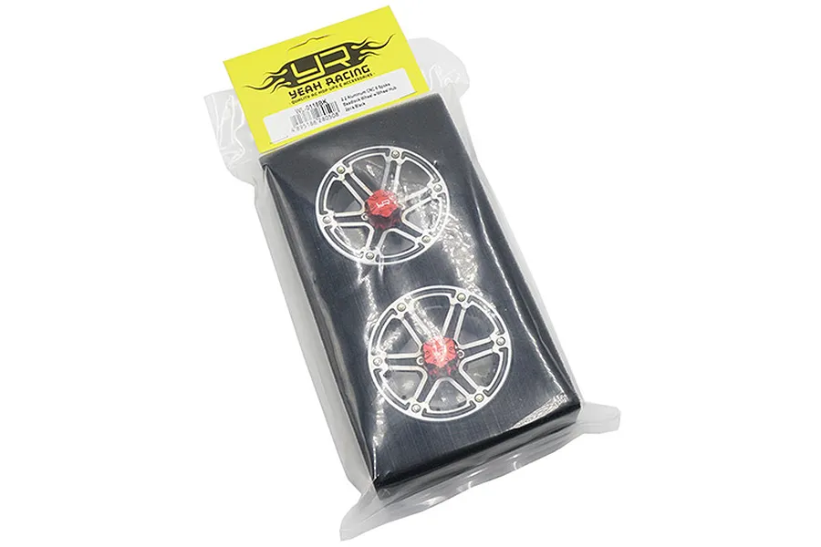 Yeah Racing Black/Silver Aluminium 2.2&amp;quot; 6 Spoke Beadlock Rims 2Pcs w/ Black 12mm Hex Hub image 24200