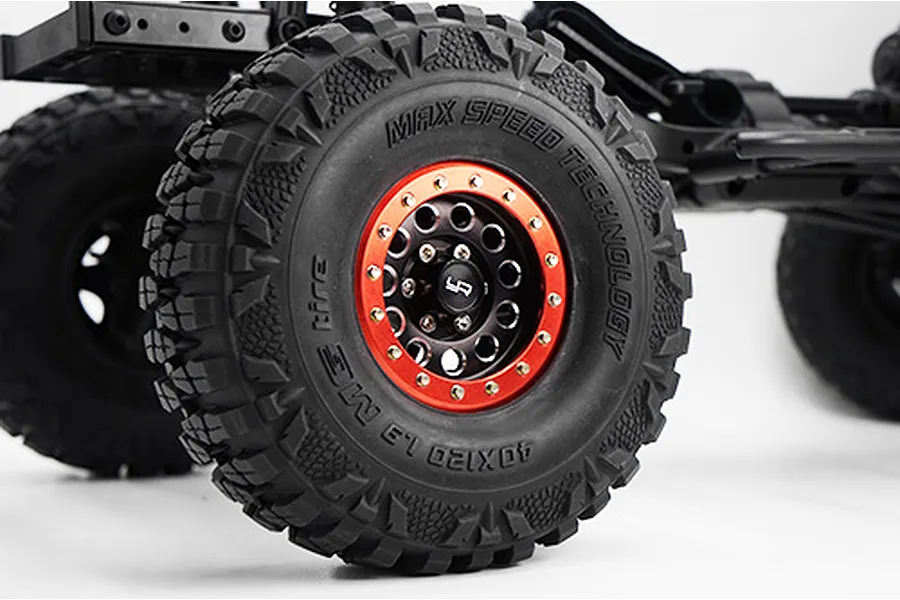 Yeah Racing Black Aluminium 1.9&amp;quot; F-RG Rims 2Pcs w/ Blue Beadlocks &amp;amp; Black 12mm Hex Hub image 24205