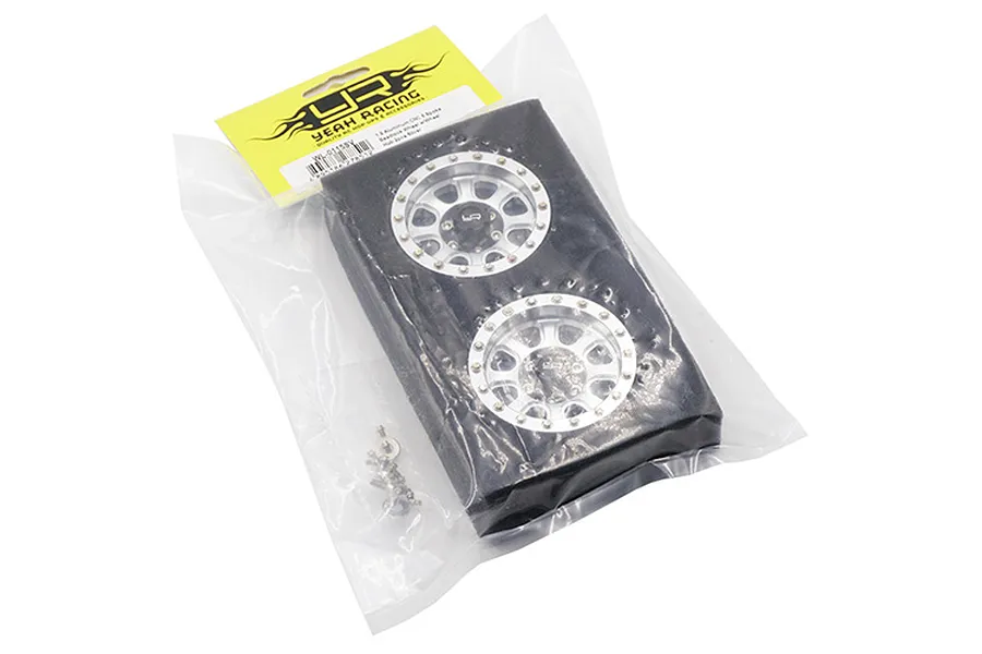 Yeah Racing Silver Aluminium 1.9&amp;quot; F-RG Rims 2Pcs w/ Silver 12mm Hex Hub image 24208