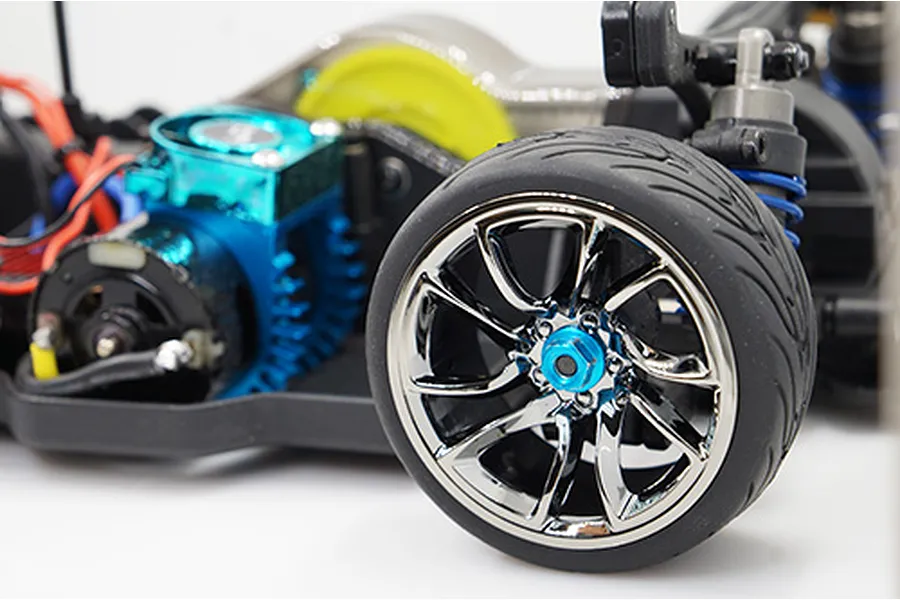 Yeah Racing 1.9&amp;quot; (+3mm Off-Set) Spec T On Road Tyres on Silver MS Rims - Wheels 4Pcs image 24318