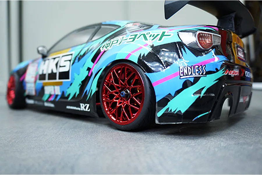 Yeah Racing 1.9&amp;quot; (+3mm Off-Set) Spec T On Road Tyres on Red Mesh Rims - Wheels 4Pcs image 24321