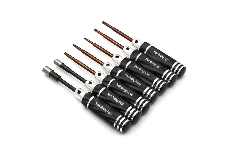 Yeah Racing Black Aluminium Mini Tool Set 7Pcs image 24349