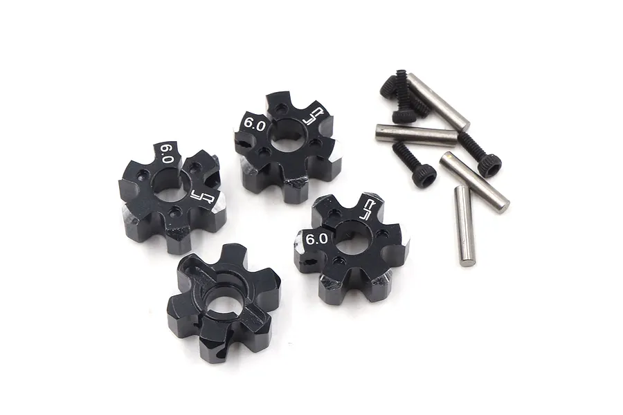 Yeah Racing Black Aluminium 12mm Hexes (6mm Thick) 4Pcs w/ Hardware image 24390