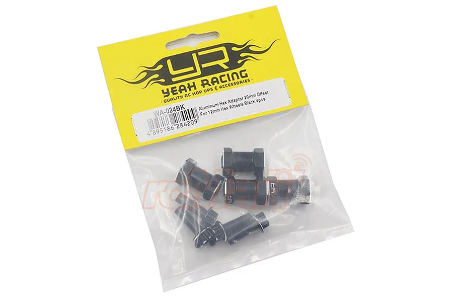 Yeah Racing Black Aluminium 12mm Hexes Adaptors 20mm Off-Set 4Pcs w/ Hardware image 24395