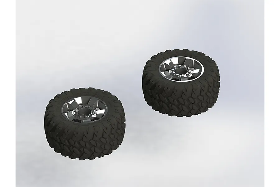 ARRMA 3.8&amp;quot; DBoots RAGNAROK Tyres on Black Chrome Rims - Glued Wheels 2Pcs image 24467