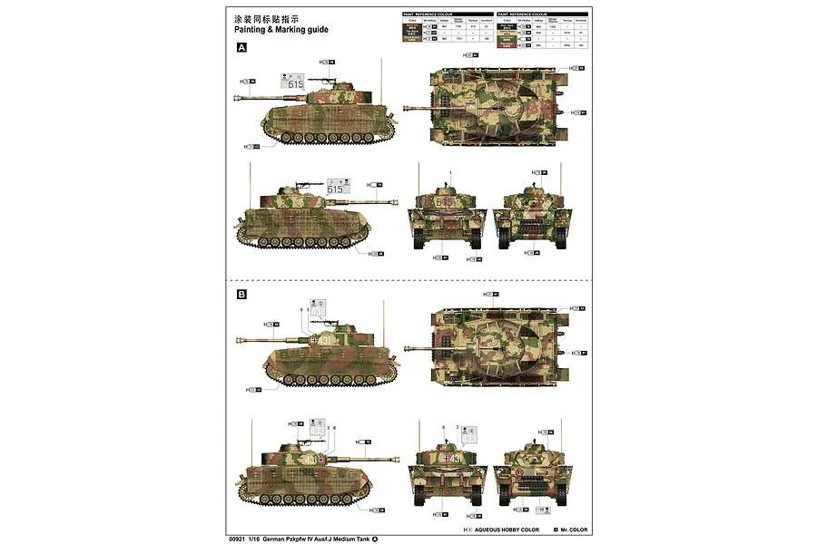 Trumpeter 1/16 German Pzkpfw IV Ausf.J Tank Scaled Plastic Model Kit image 24609